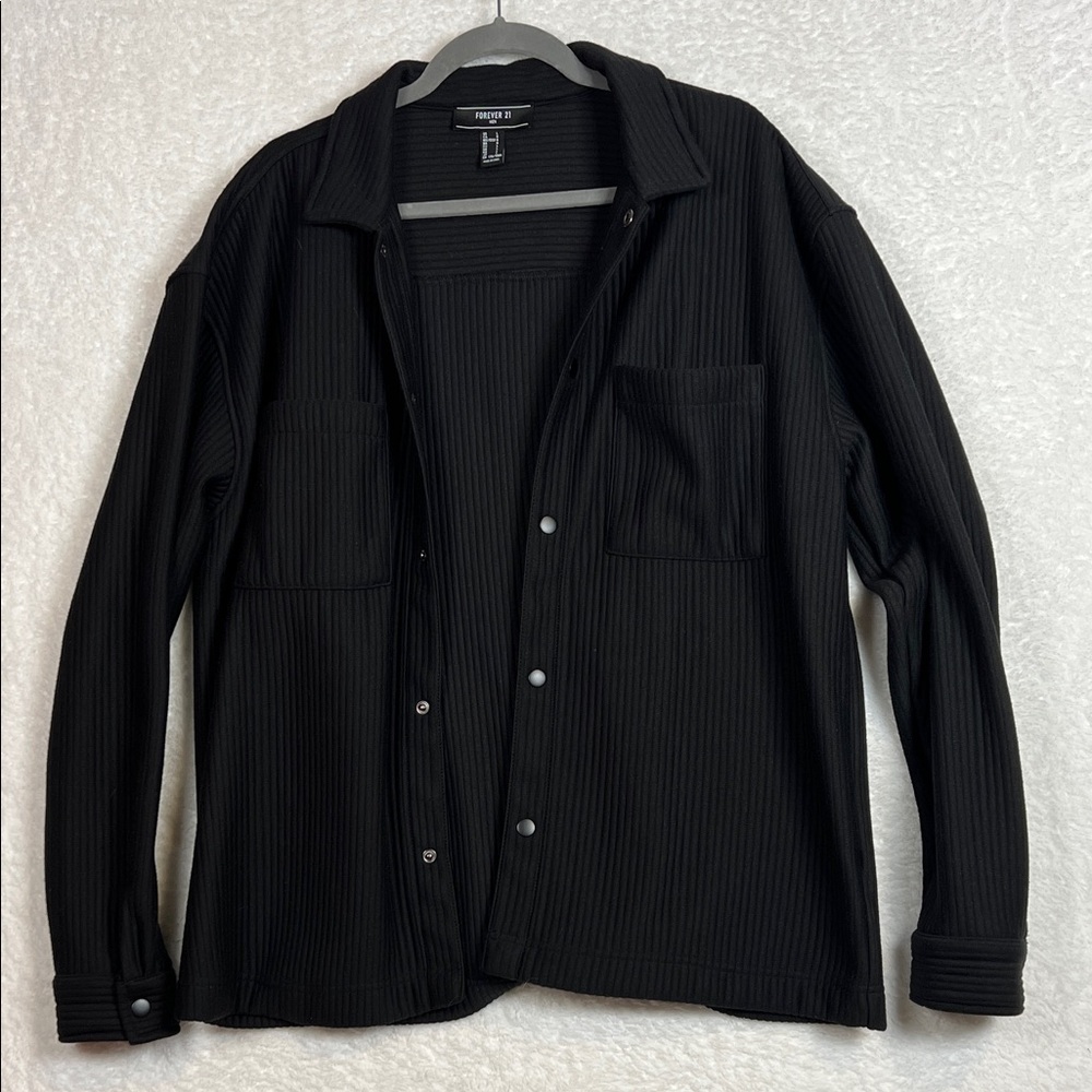 Forever 21 Men's Textured Black Shirt‎ Jacket L